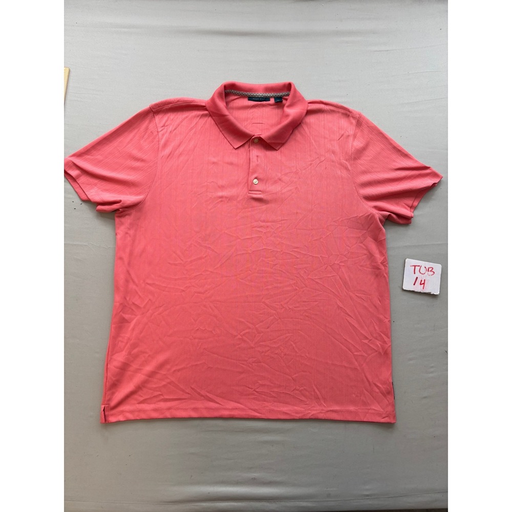 Perry Ellis Mens XXL Coral Pink Short Sleeve Textured Golf Polo Shirt